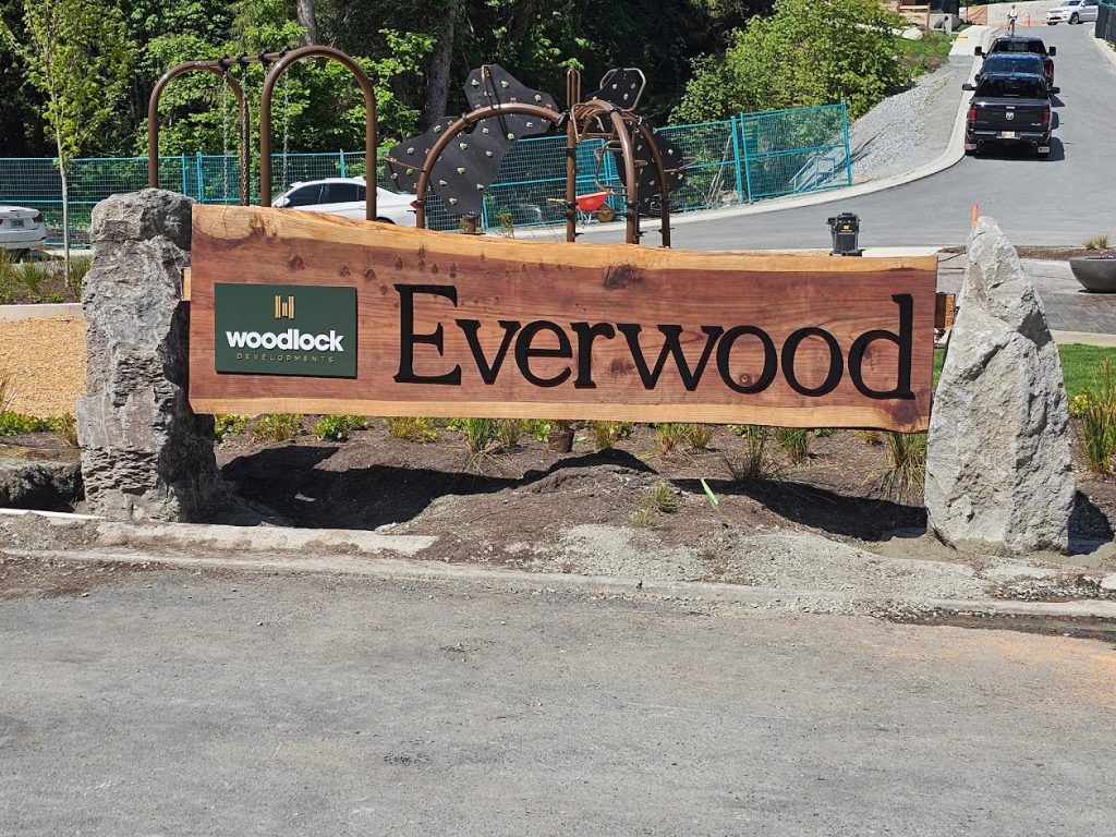 12ft wooden sign reading "Everwood"